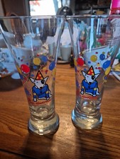 Vintage Bud Light Spuds MacKenzie Pair Of 1987 Party Animal Pilsner Beer Glasses picture