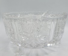 VTG  “MARGARET” 8” HANDCUT 25% LEAD CRYSTAL STYLE FOOTED w/ matching ladle wheat picture