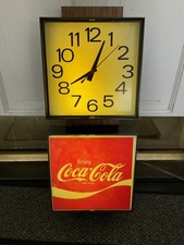 1970s Vintage Coca-Cola Coke Lighted Wall Clock Lights work, clock doesn’t picture