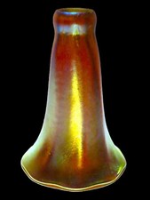 Authentic L.C. Tiffany Glass Gold Favrile Lily Shade Early Example & Signature picture