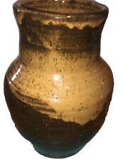 Artisan Pottery Brown Vase Drip Glaze Signed Miller ￼8” picture