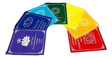 7 Chakra Healing Tibetan Prayer Flags. 10 inches Pack of 7 Flags. USA Seller picture