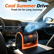 Orange Portable Car Air Conditioner Fan Electric Auto Cooling AC Bladeless picture