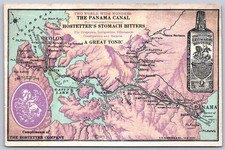 K37/ Interesting Postcard c10 Panama Canal Map Hostetter Advertisement 267 picture