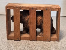 Vintage Yosemite National Park Souvenir Good Luck Bear In Wood Crate picture