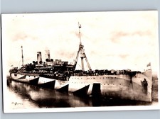 c1918 USS Pocahontas Navy Transport Ship Dazzle Camouflage RPPC Photo Postcard picture