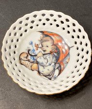 M J Hummel 5” Umbrella Girl Candy Dish Small Reticulated Bowl Reutter Porzellan picture