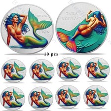 10pcs Funny Sexy Mermaid Heads and Tails Challenge Coin Good Luck Token Gifts picture