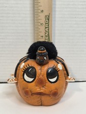 Vintage 1986 Dona's Ceramic Halloween Pumpkin Spider Figurine Retro Decor picture