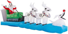 Gemmy 11 Ft Jack Skellington Christmas Inflatable in Sleigh, Lighted Airblown In picture