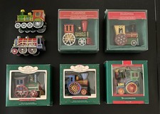 Hallmark Collector's Series Tin Locomotive Christmas Ornaments 1983-1989 picture