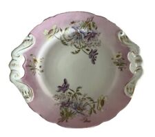 Antique Floral Porcelain Plate w/ Gold Accents & Handles 11” ~ Mint  picture
