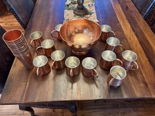 Pure Copper Punch Bowl With 12 Cups And 12 Mugs picture