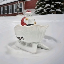 Santa on Sleigh by Mosser with Westmoreland Mould Hand Painted Holly w/Red Berry picture