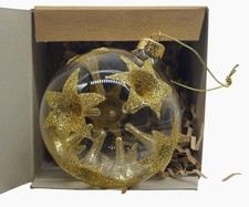 Handcrafted Mouth Blown Glass Christmas Bauble Ball Gold Golden Lilies Lilly picture