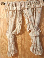 Vintage JC PENNEY Priscilla Curtains w/ Tie Backs 2 Panels 49