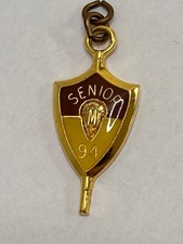 Vintage 1994 Josten's Senior Pendant, Crimson and Gold Initial 'M',  (TDW018654) picture