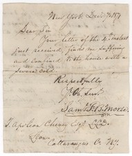 Samuel Morse Signed Auto Handwritten 1871 5x8 Letter Telegraph Grad LOA picture
