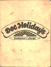 1980s DOC HOLIDAY'S RESTAURANT & LOUNGE vintage dinner menu UNKNOWN LOCATION picture