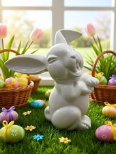 Vintage Rosenthal Germany Porcelain White Laughing Bunny Rabbit Figurine 6