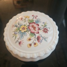 Vintage Coalport Bone China Rose Flowers Floral Trinket Dish Lidded Pot Box. c picture
