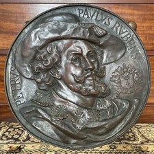 c.1877 Antique Rubens Tercentenary 62cm Repoussé Copper Plaque Antwerp Belgium picture