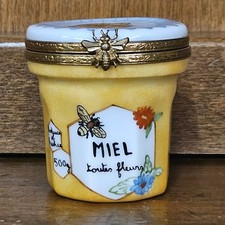 Vintage Limoges France Peint Main Miel Honey Bee Porcelain Trinket Box  picture