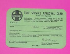 Santa Fe Time Service Approval Card For Company Watch Form 1641 Special Unused picture