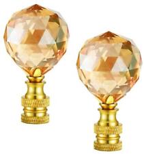 2Pcs 2-1/3 inch Clear Champagne Crystal Lamp Finial Cap Knob lamp Screw Top L... picture