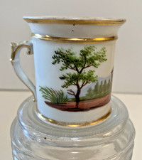 Vtg Antique Porcelain Teacup Hand Painted Scenic Landscape Gold Trim Gilt Handle picture