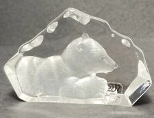 Polar Bear Lead Crystal Ice Sculpture Paperweight Signed By Mats Jonasson picture