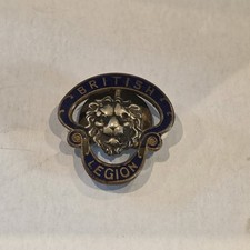 Vintage British Legion Lion Head Blue Enamel Numbered Membership Lapel Badge picture