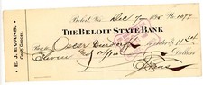 1895 Beloit Wisconsin Bank Check EJ  Evans Grocer Signed Oscar Dierdorff Antique picture