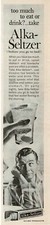 1962 ALKA SELTZER man in pajamas looks longingly at glassful Vintage Print Ad picture