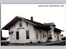 c1970 Santa Fe Depot Medford Oklahoma OK Grany County RPPC Real Photo picture