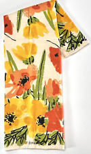 Vintage Vera Neumann Linen Kitchen Tea Towel Orange Yellow Flowers 28x15 picture