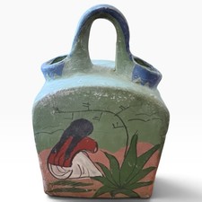 Vintage Mexican Tlaquepaque Wedding Jug Folk Art Pottery 1920s-40s 5.5” picture