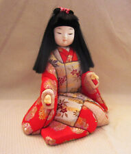 Beautiful Kneeling Japanese Girl Doll, Dressed In A Beautiful Brocade Kimono picture
