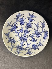 Vintage A.C.F Japanese Porcelain Bowl Hand Decorated In Hong Kong  Blue Flowers picture
