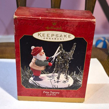 Hallmark Keepsake Prize Topiary Clip-On Santa Christmas Ornament Vintage 1997 picture