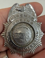 Vintage Boeing Aircraft Plant Protection Fireman Employee Badge 2