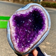 2.76LB Natural agate Amethyst geode quartz cluster crystal specimen Healing picture