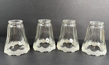 4 Matching Mid Century Clear & Frosted Glass Light Lamp Shades 2 1/4