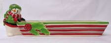 Fitz & Floyd Christmas Snowman Cracker Cradle Friends Gather Here c317 picture