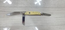 VINTAGE BOKER TREE BRAND MADE IN USA SMOOTH WHITE DELRIN STOCKMAN KNIFE. picture