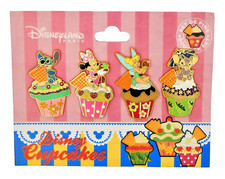 Disney Pins Cupcakes 4 Disneyland Paris Park Character Pin Set On Card Band New picture