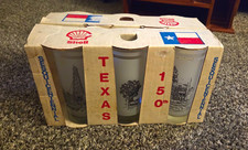Shell Texas Sesquicentennial 150th Anniversary Glasses Set of 6 w/ Carrier picture