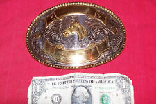 Giant 6” German Silver Western Belt Buckle Horse Head Big Cowboy Rodeo Champion picture
