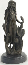 Handcrafted Art Nouveau Sexy Maiden with Bunch of Roses Flower Bronze Decorative picture