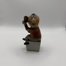 Vintage JCC Korea Figurine Man on Block 4” Ceramic Hand-Painted picture